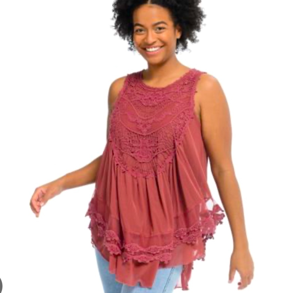 (NWOT) Altar’d State Lace Mesh Babydoll Tank